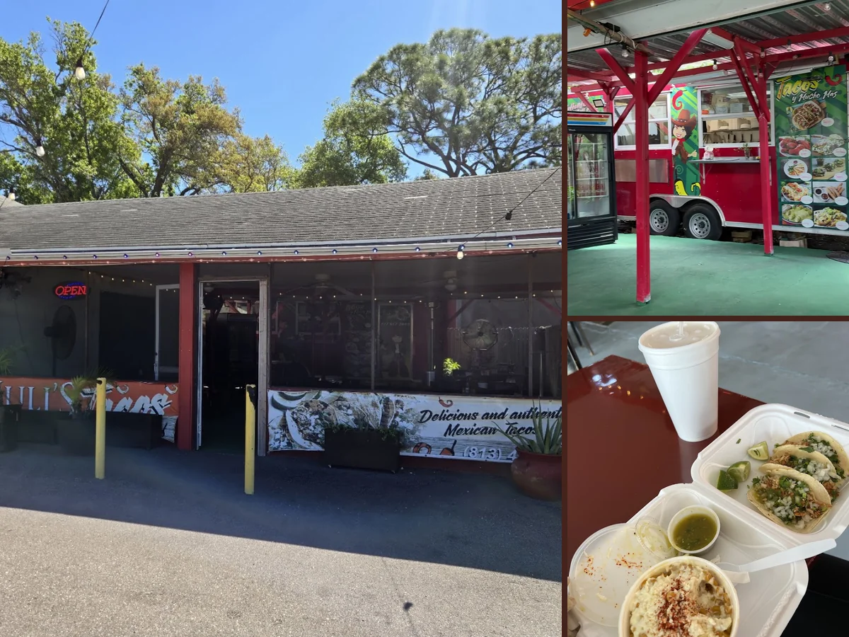 Casual taco restaurant with outdoor seating.